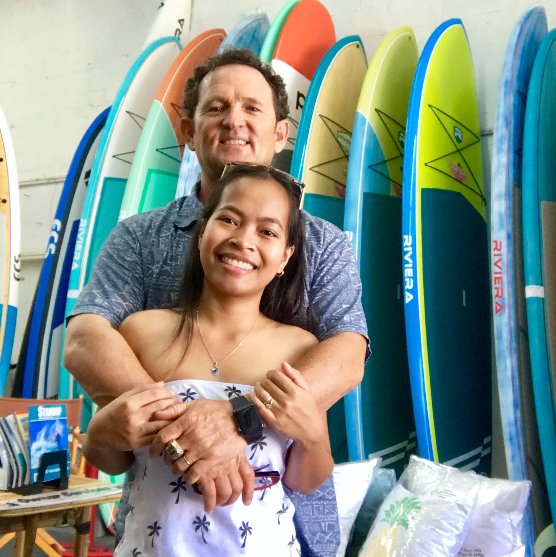 Girard Middleton and wife Kristine Middleton at their Sobe Surf & Paddle shop Girard Middleton and wife Kristine Middleton at their Sobe Surf & Paddle shop